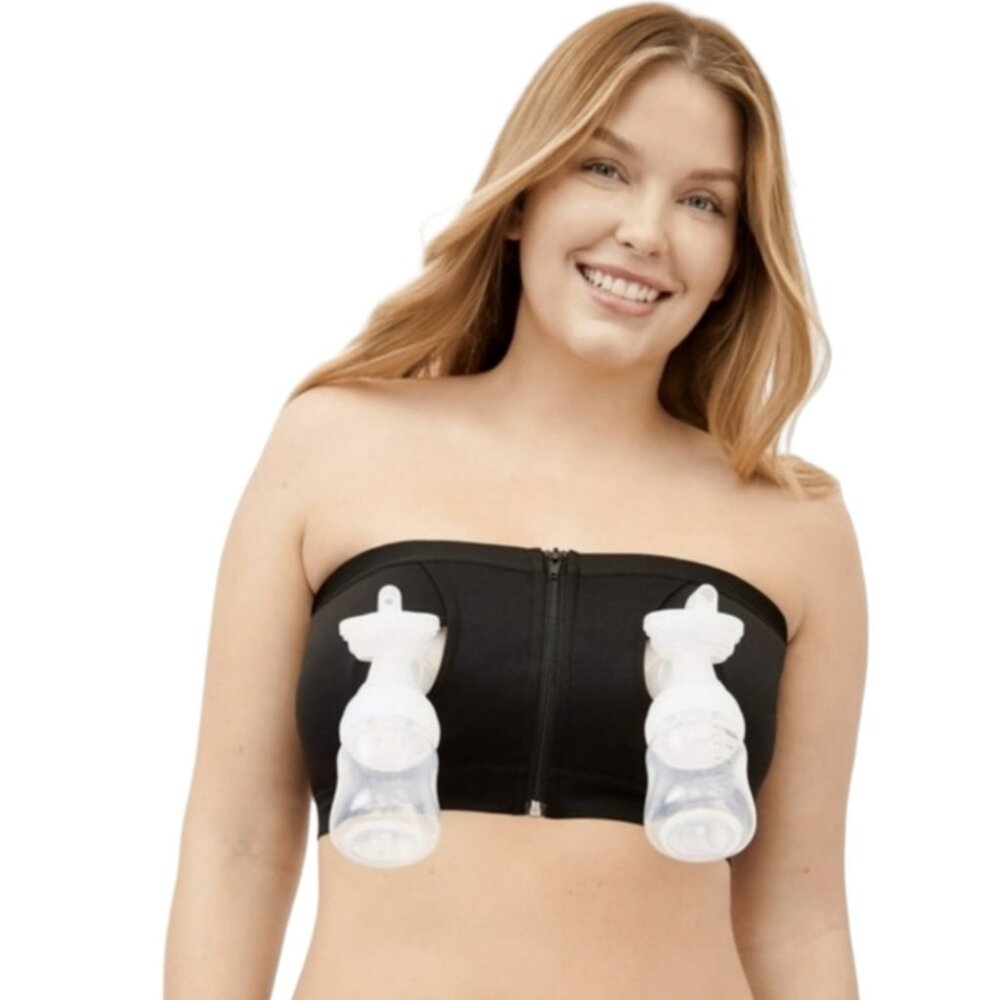Joyspun Women's Maternity Hands-Free Nursing Pumping Bandeau Bra - M